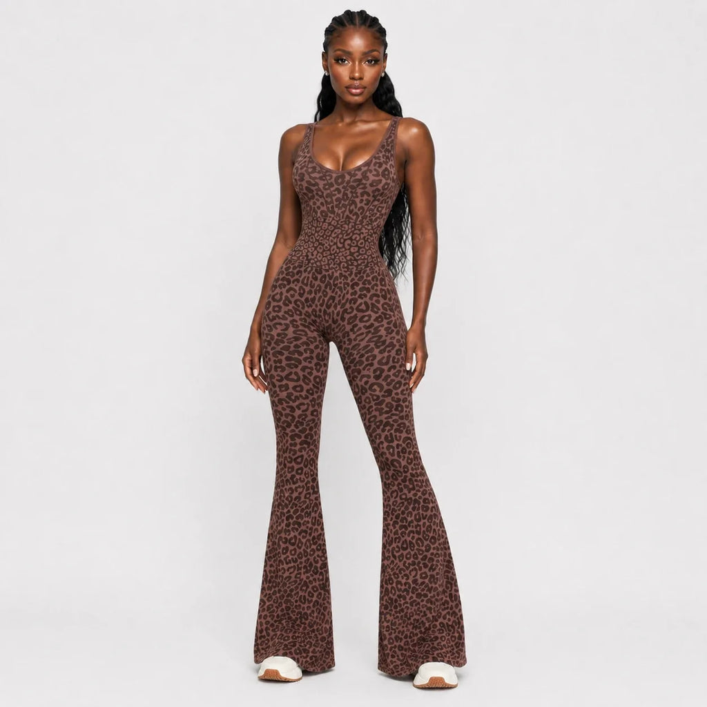 Leopard Print Flare Jumpsuit WHD0606630