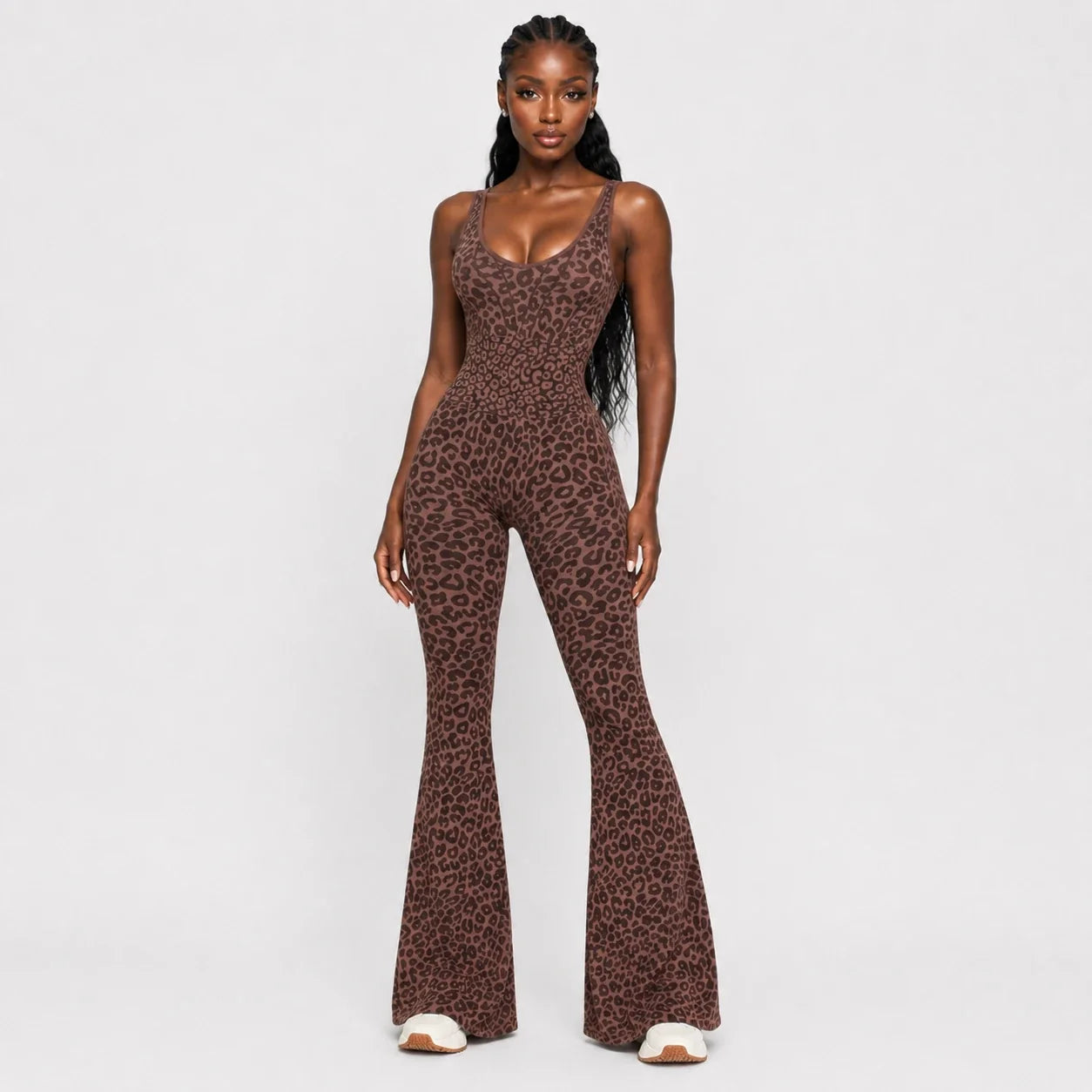 Leopard Print Flare Jumpsuit WHD0606630