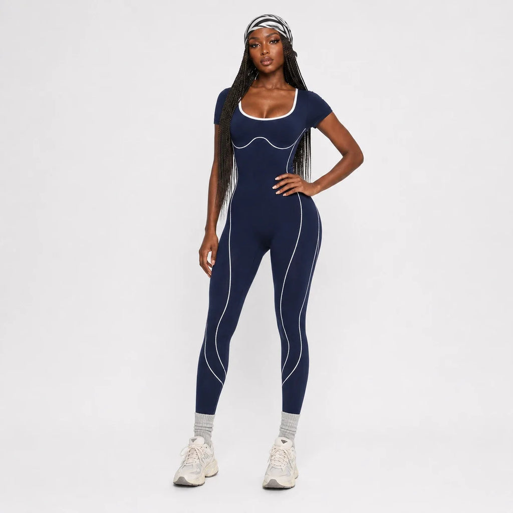 Contrast Piping Athletic Jumpsuit WHD0606632