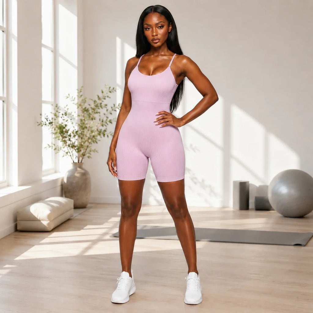 Ribbed Cross-Back Active Romper WHD0606637