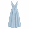Button Front Denim Midi Dress WHD0607003