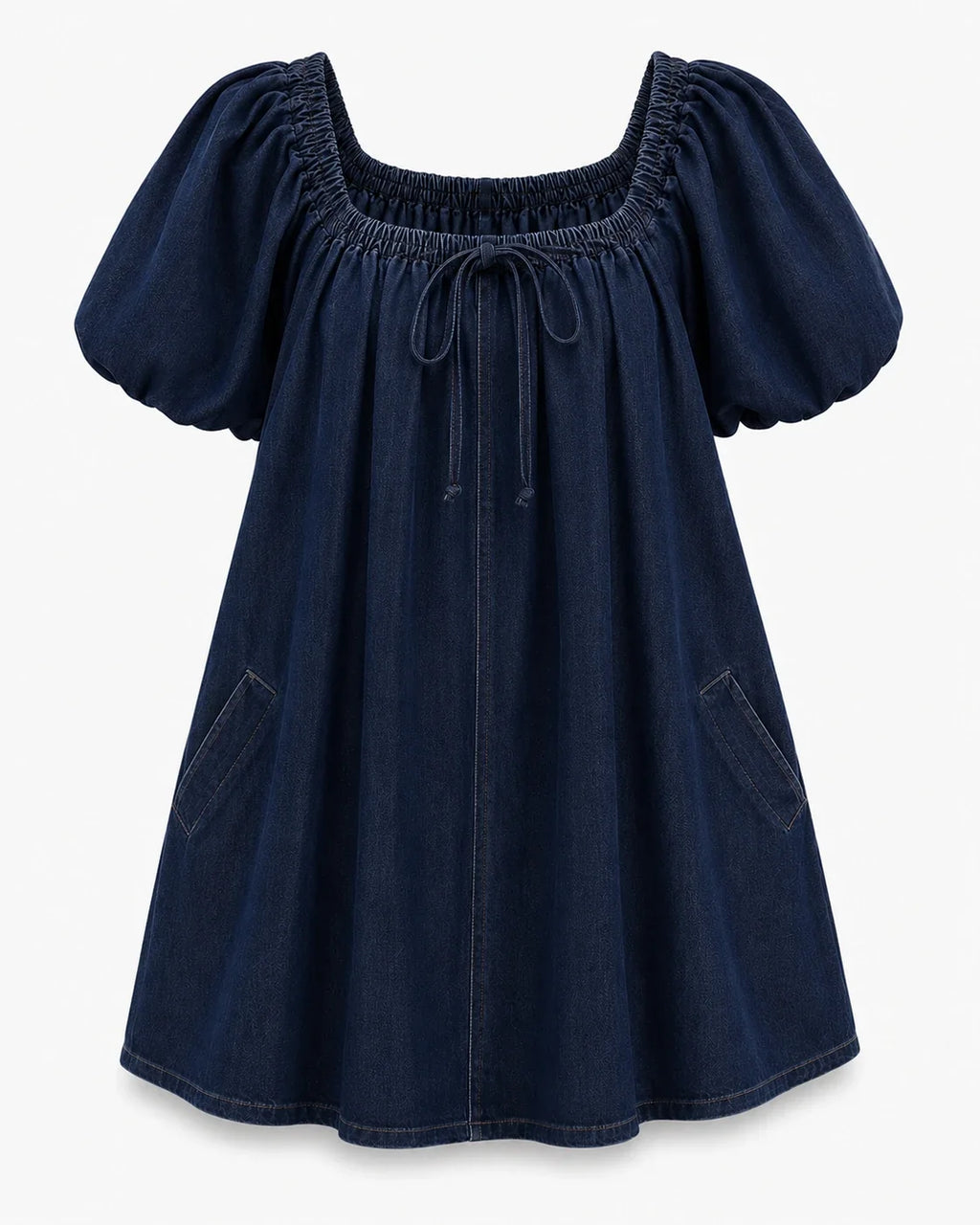 Indigo Puff Sleeve Babydoll Dress WHD0607005
