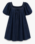 Indigo Puff Sleeve Babydoll Dress WHD0607005