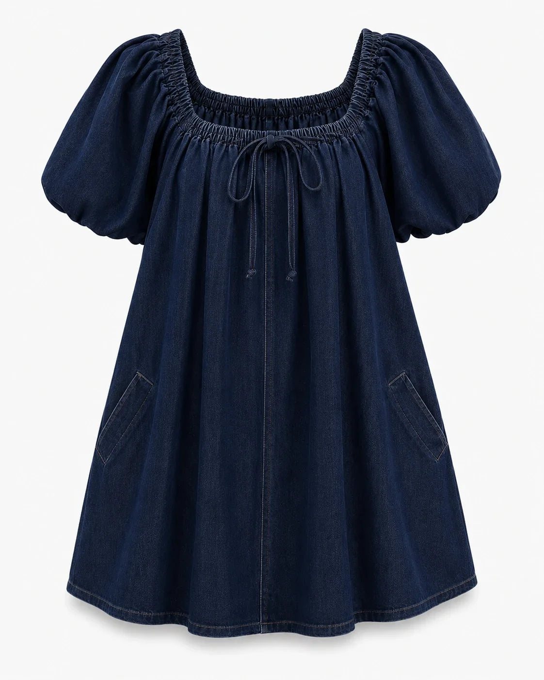 Indigo Puff Sleeve Babydoll Dress WHD0607005