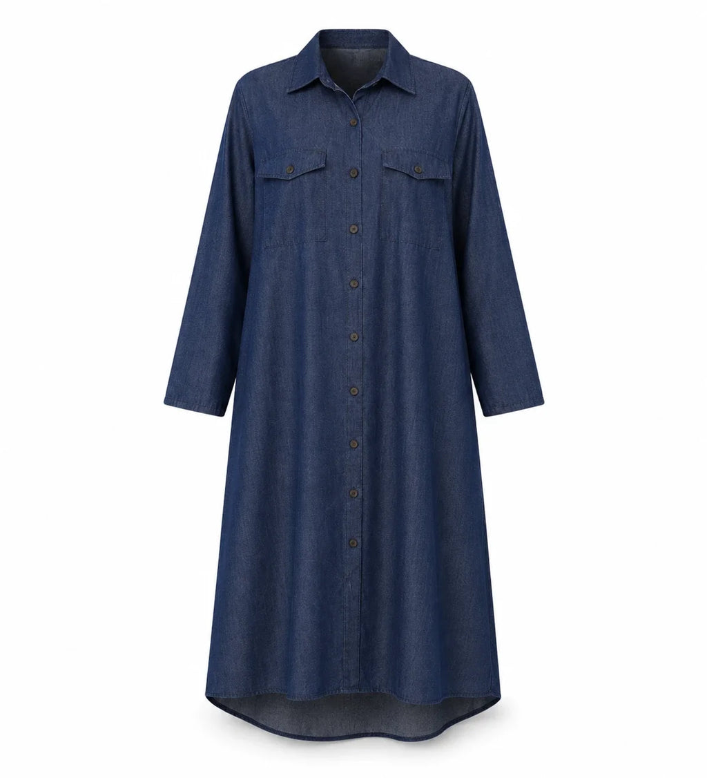 Relaxed Denim-Look Shirt Dress WHD0607006