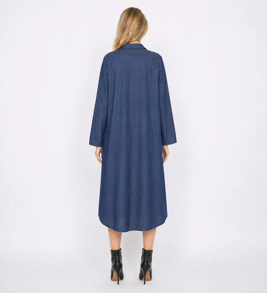 Relaxed Denim-Look Shirt Dress WHD0607006