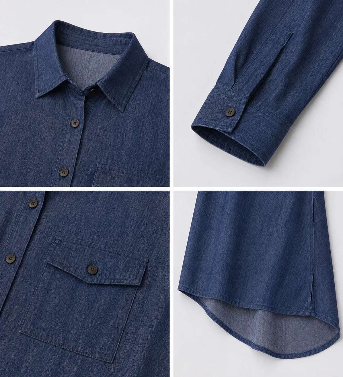 Relaxed Denim-Look Shirt Dress WHD0607006