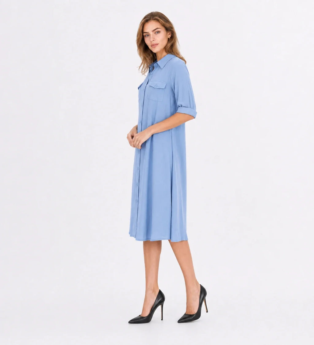 Light Blue Shirt Dress WHD0607007