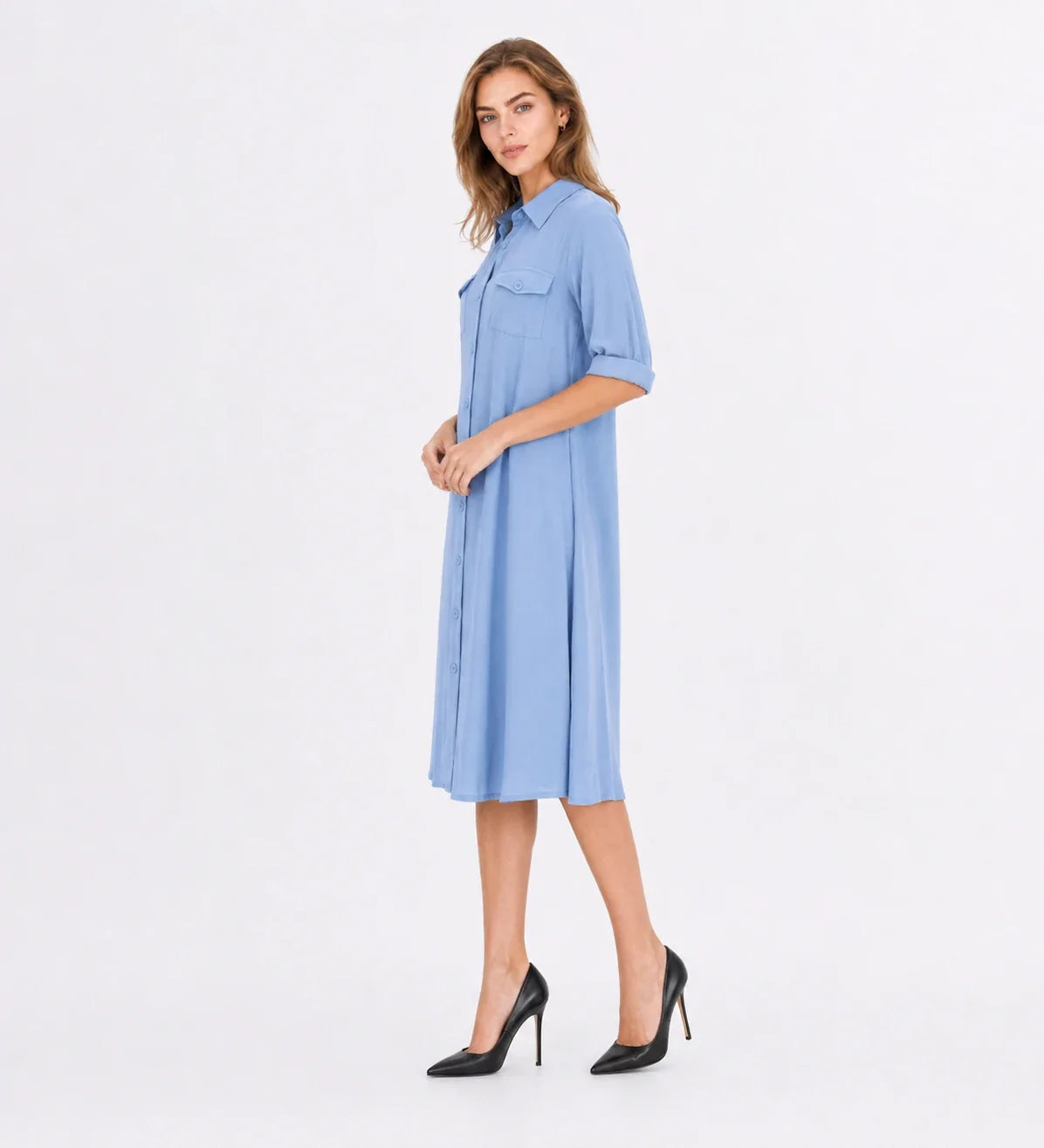 Light Blue Shirt Dress WHD0607007