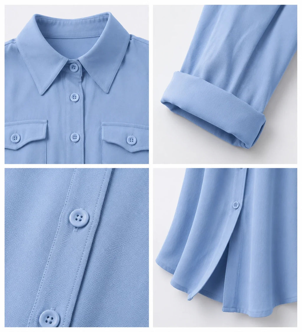 Light Blue Shirt Dress WHD0607007