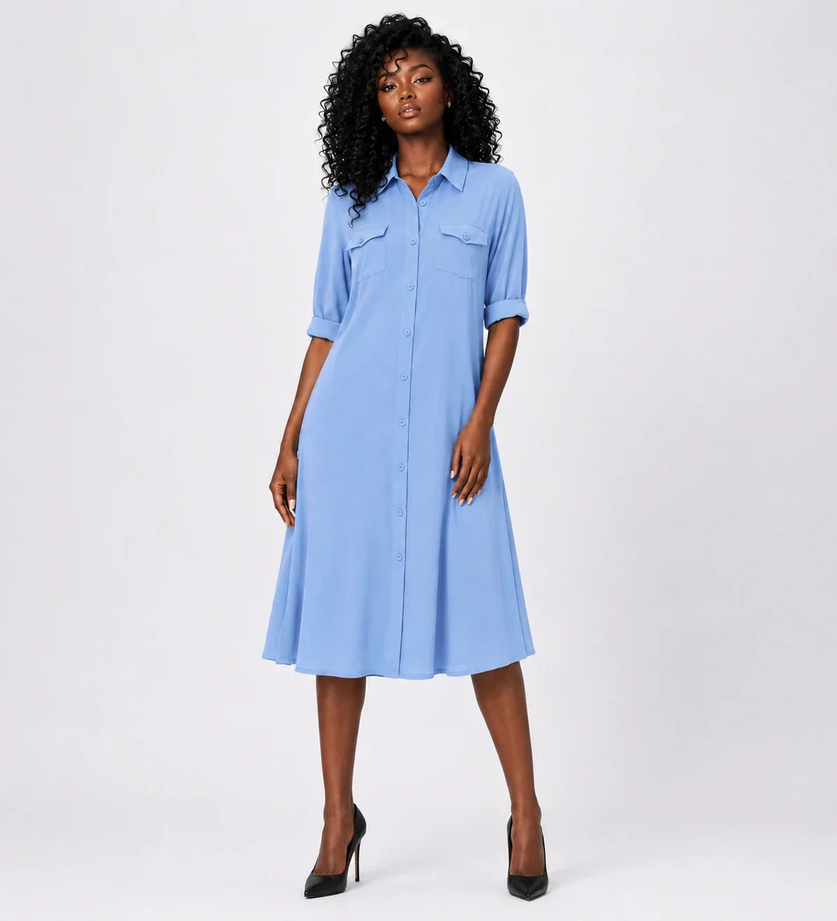 Light Blue Shirt Dress WHD0607007
