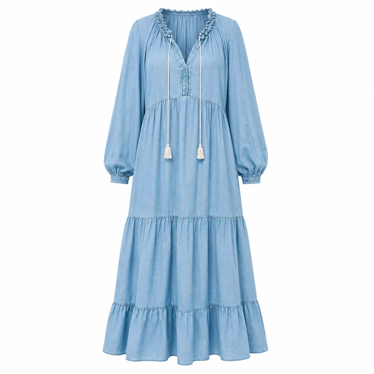 Ruffle Neck Tiered Maxi Dress WHD0607008