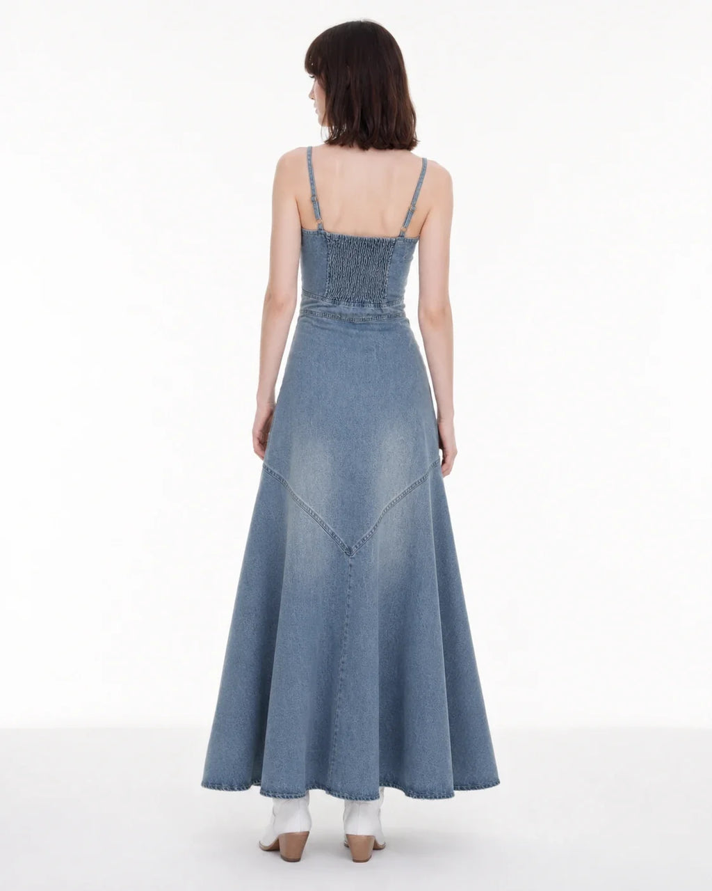 Button-Front Denim Maxi Dress WHD0607009