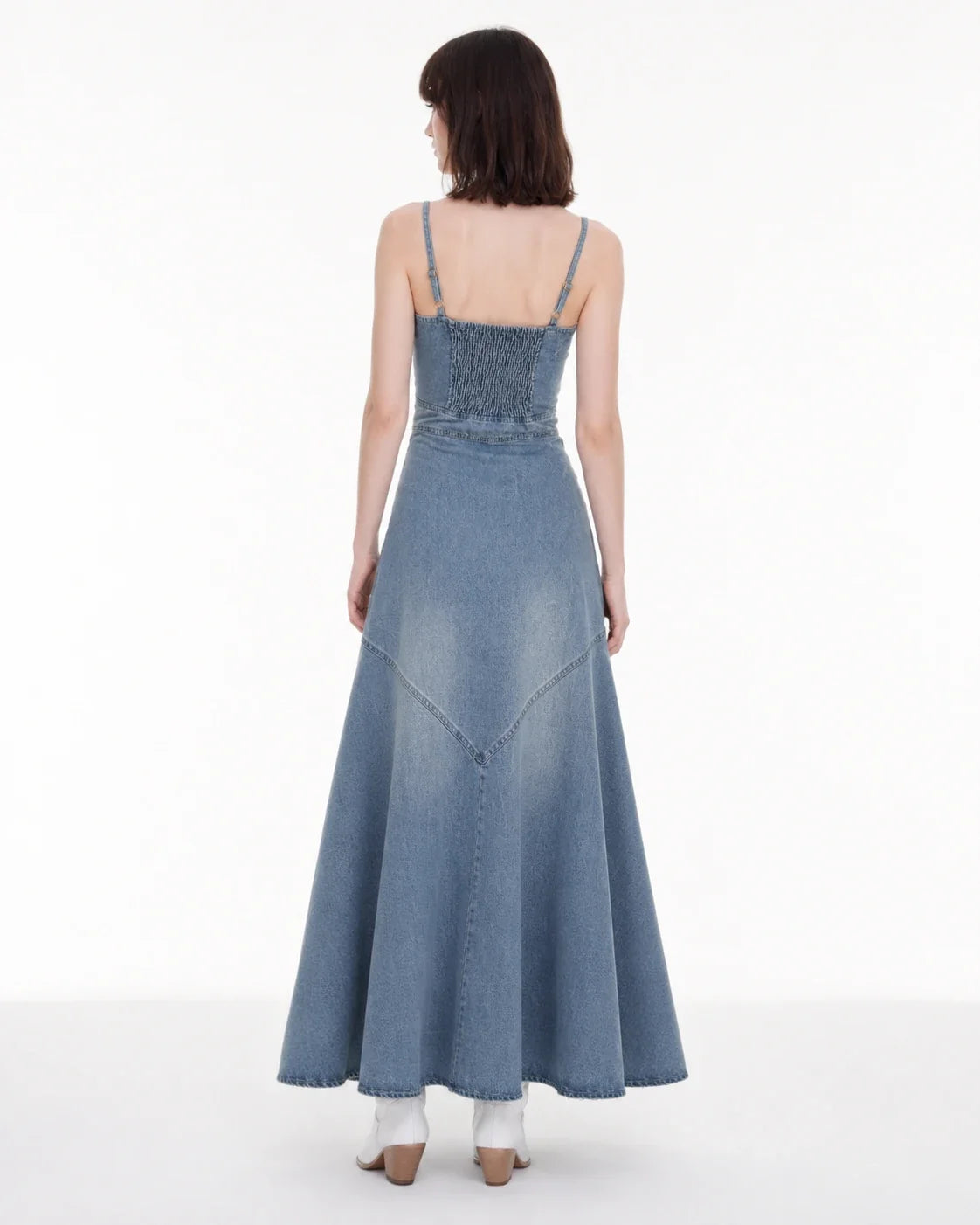 Button-Front Denim Maxi Dress WHD0607009