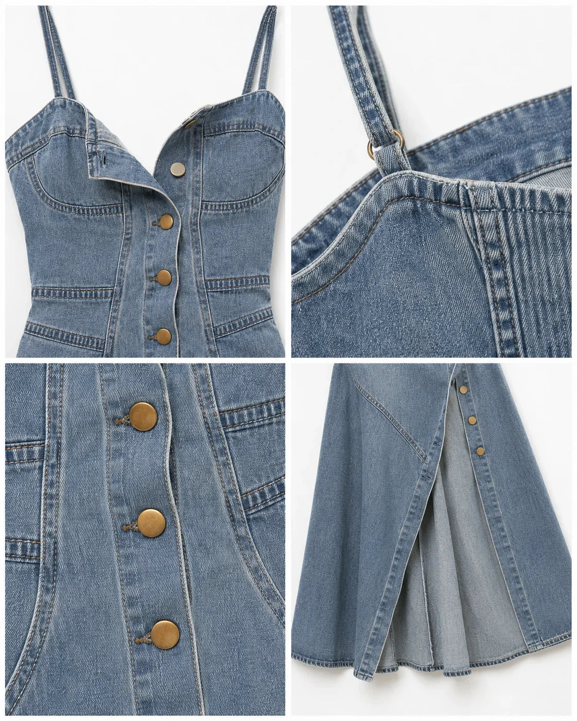 Button-Front Denim Maxi Dress WHD0607009