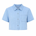 Cropped Short Sleeve Denim Shirt WHD0607012