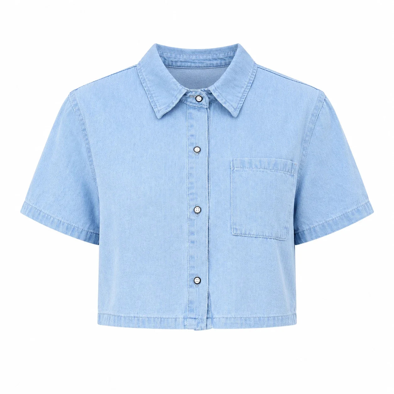 Cropped Short Sleeve Denim Shirt WHD0607012
