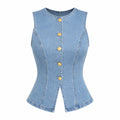 Gold-Button Denim Vest Top WHD0607013