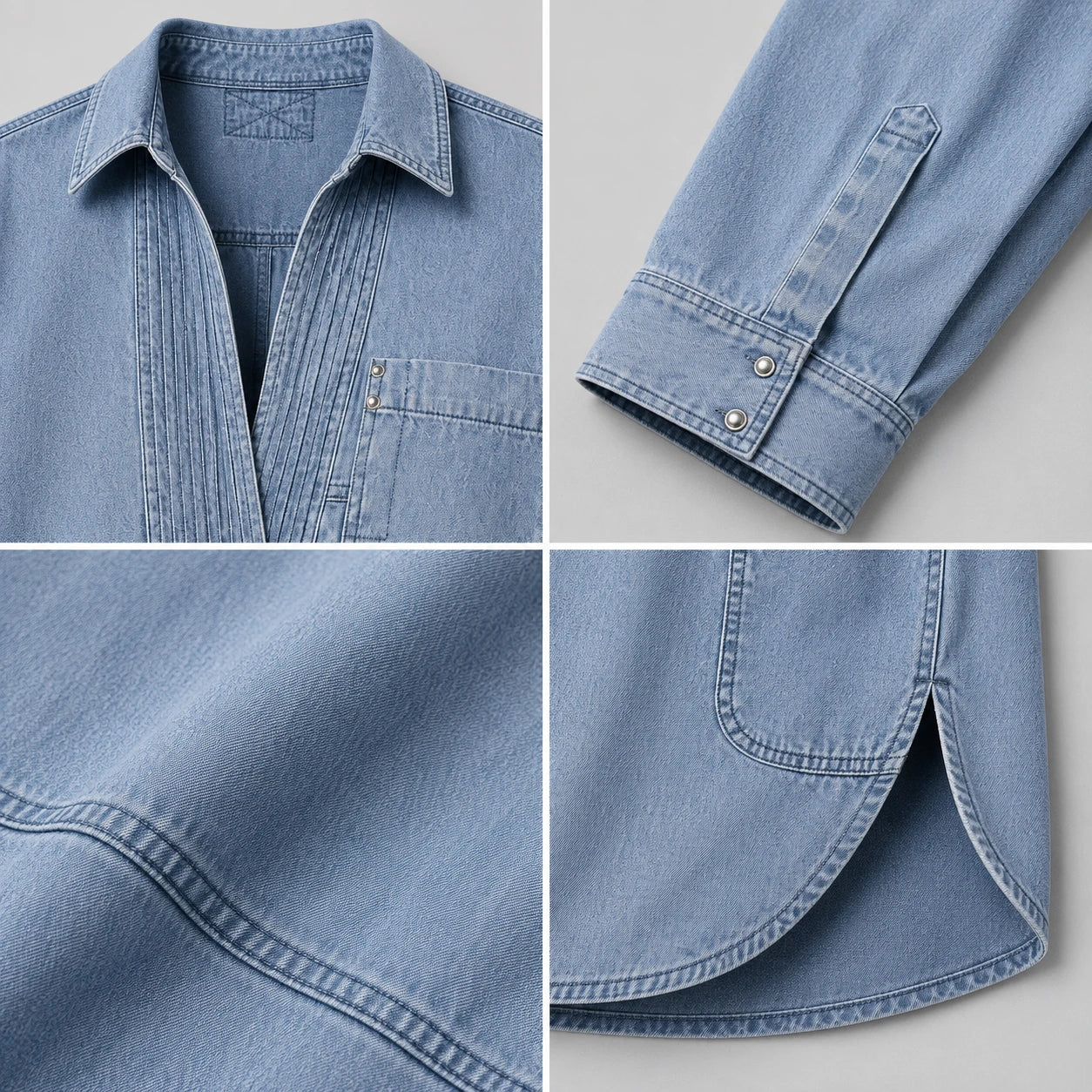 Oversized Pintuck Denim Tunic Shirt WHD0607017