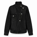 Asymmetric High-Collar Denim Jacket WHD0607018