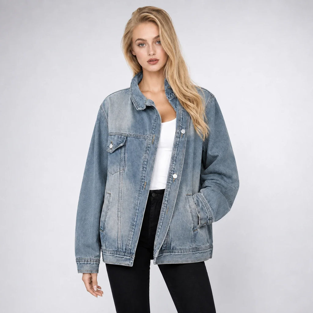 Asymmetric High-Collar Denim Jacket WHD0607018