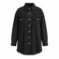 Frayed Hem Denim Shirt Jacket WHD0607021