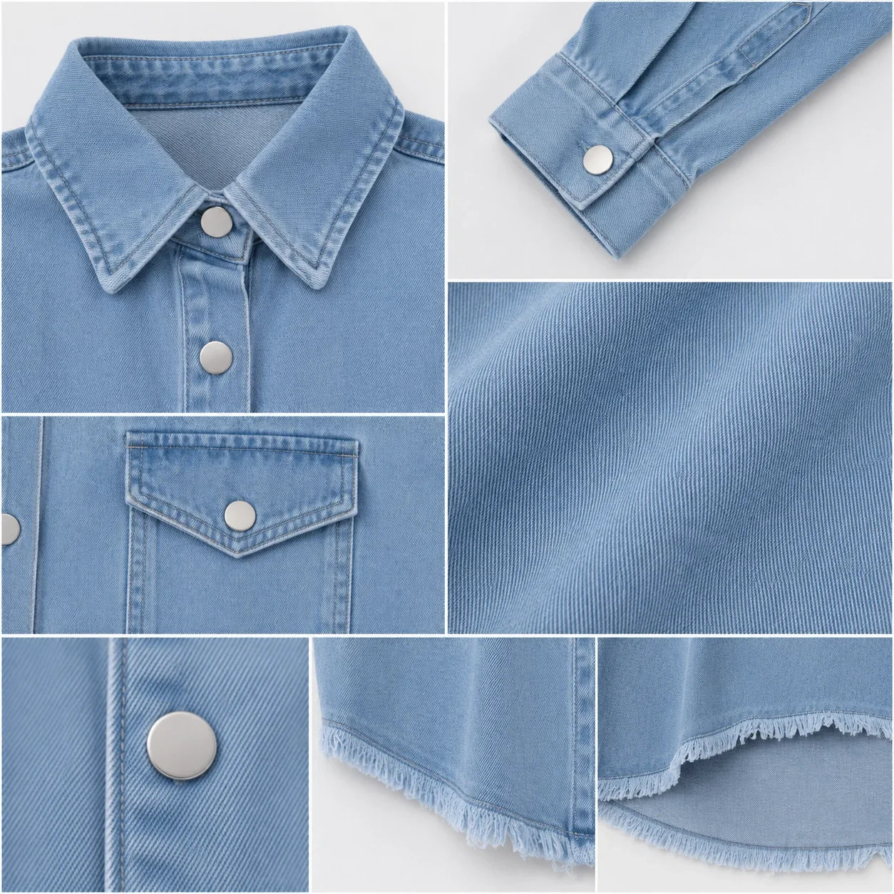 Frayed Hem Denim Shirt Jacket WHD0607021