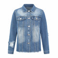 Distressed Raw Hem Denim Jacket WHD0607022