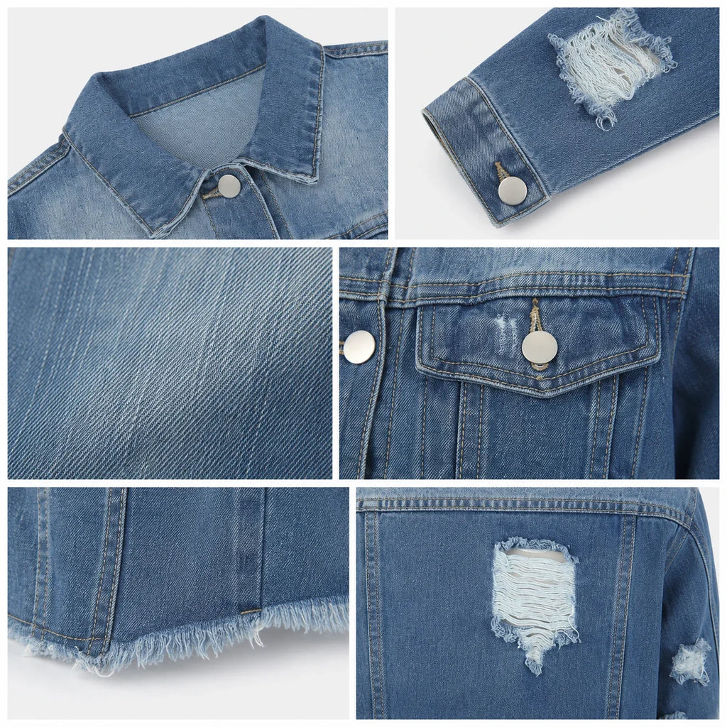 Distressed Raw Hem Denim Jacket WHD0607022
