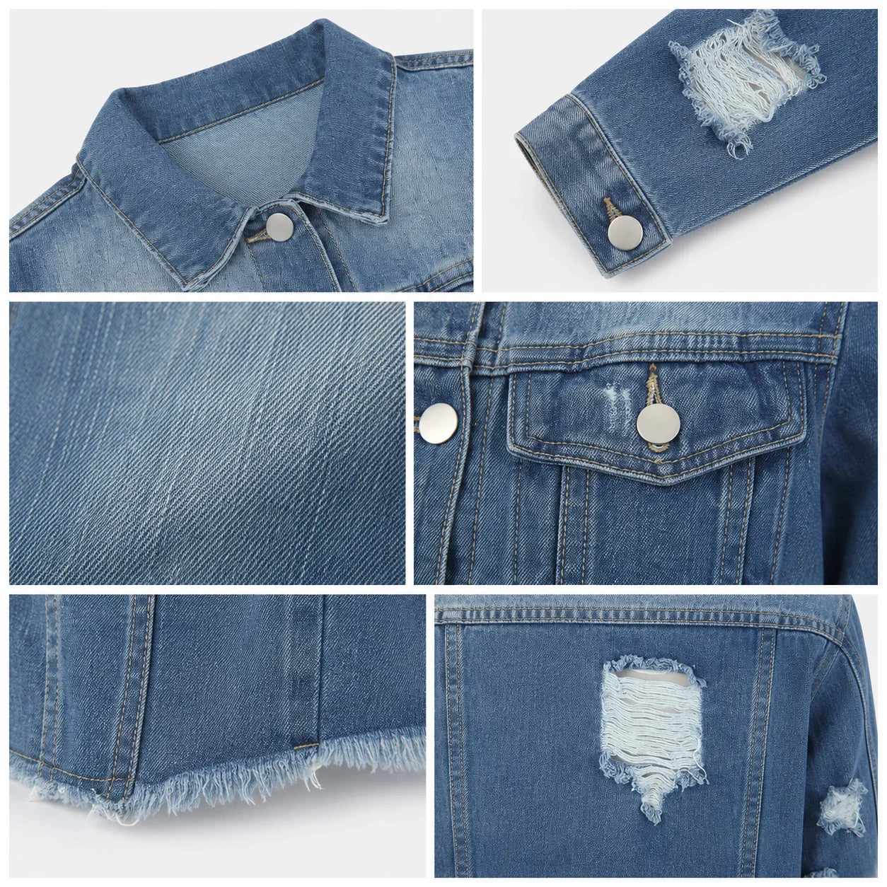 Distressed Raw Hem Denim Jacket WHD0607022