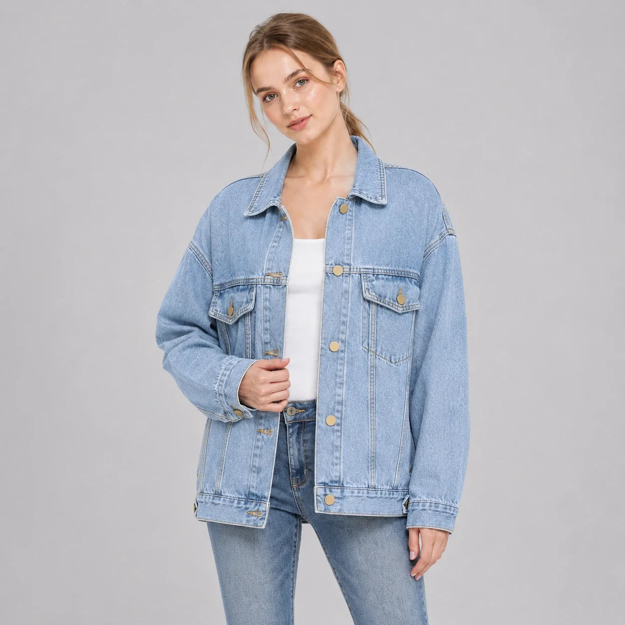 Oversized Longline Denim Jacket WHD0607023