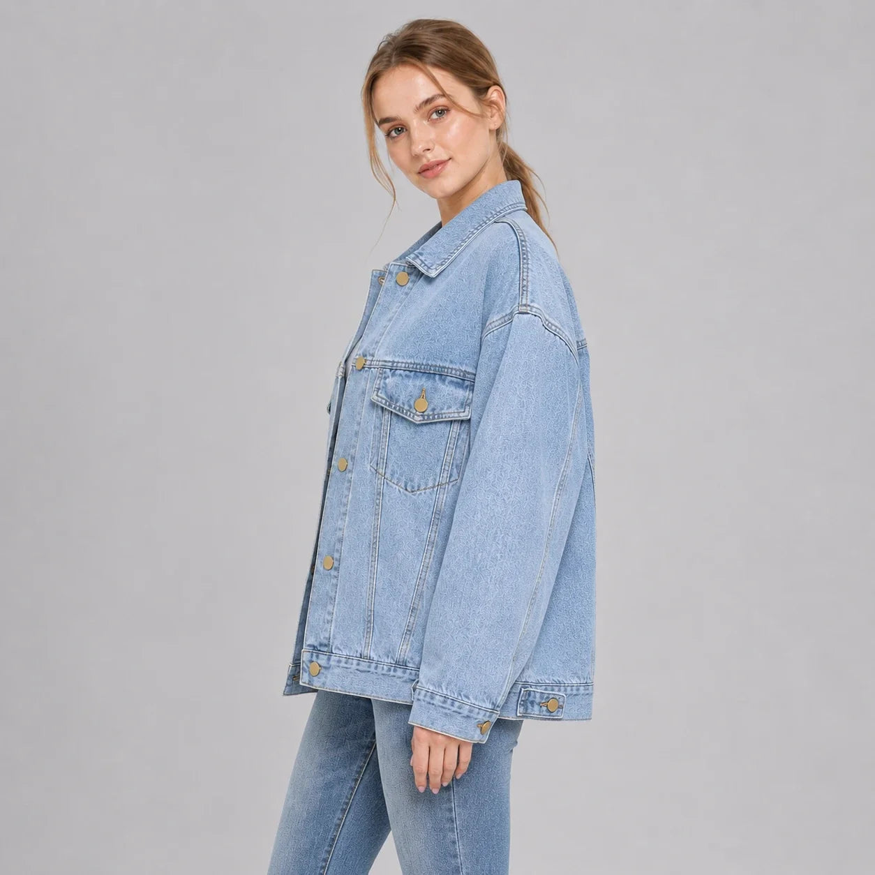 Oversized Longline Denim Jacket WHD0607023