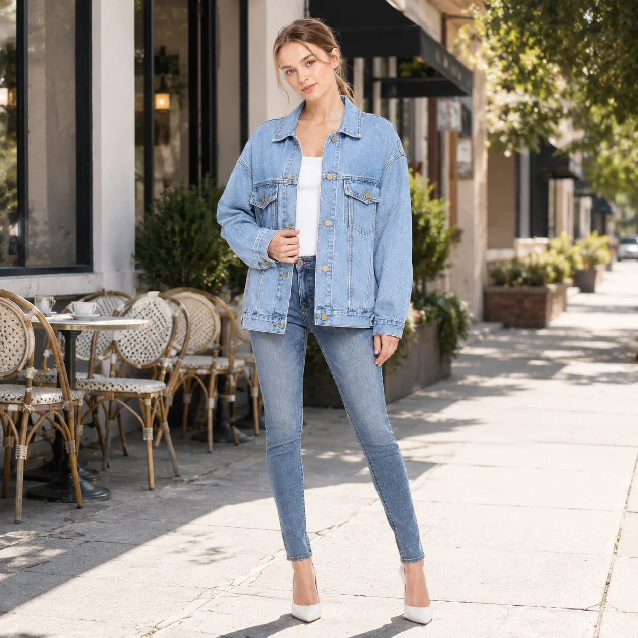 Oversized Longline Denim Jacket WHD0607023