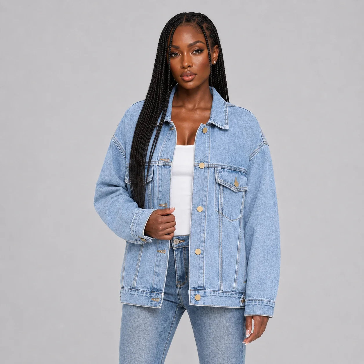 Oversized Longline Denim Jacket WHD0607023