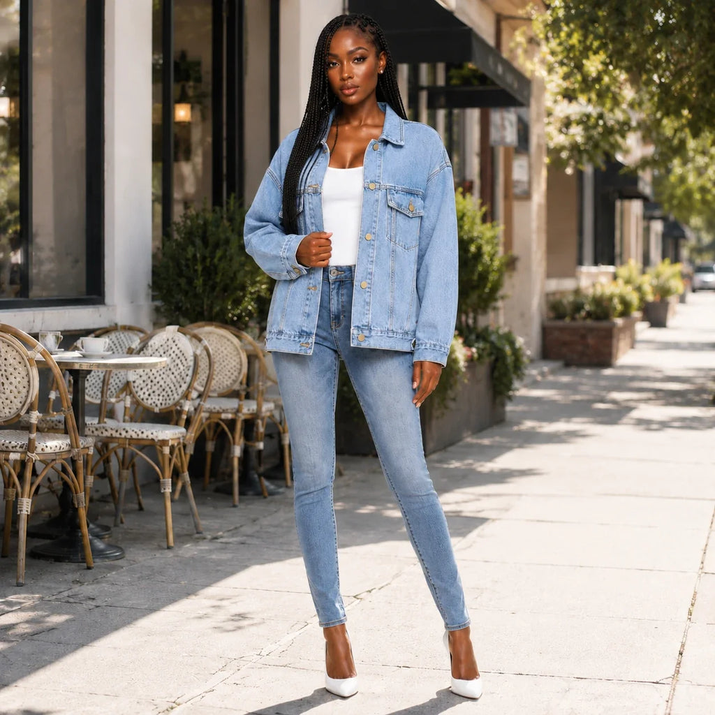 Oversized Longline Denim Jacket WHD0607023