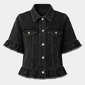 Ruffle Sleeve Denim Jacket WHD0607027