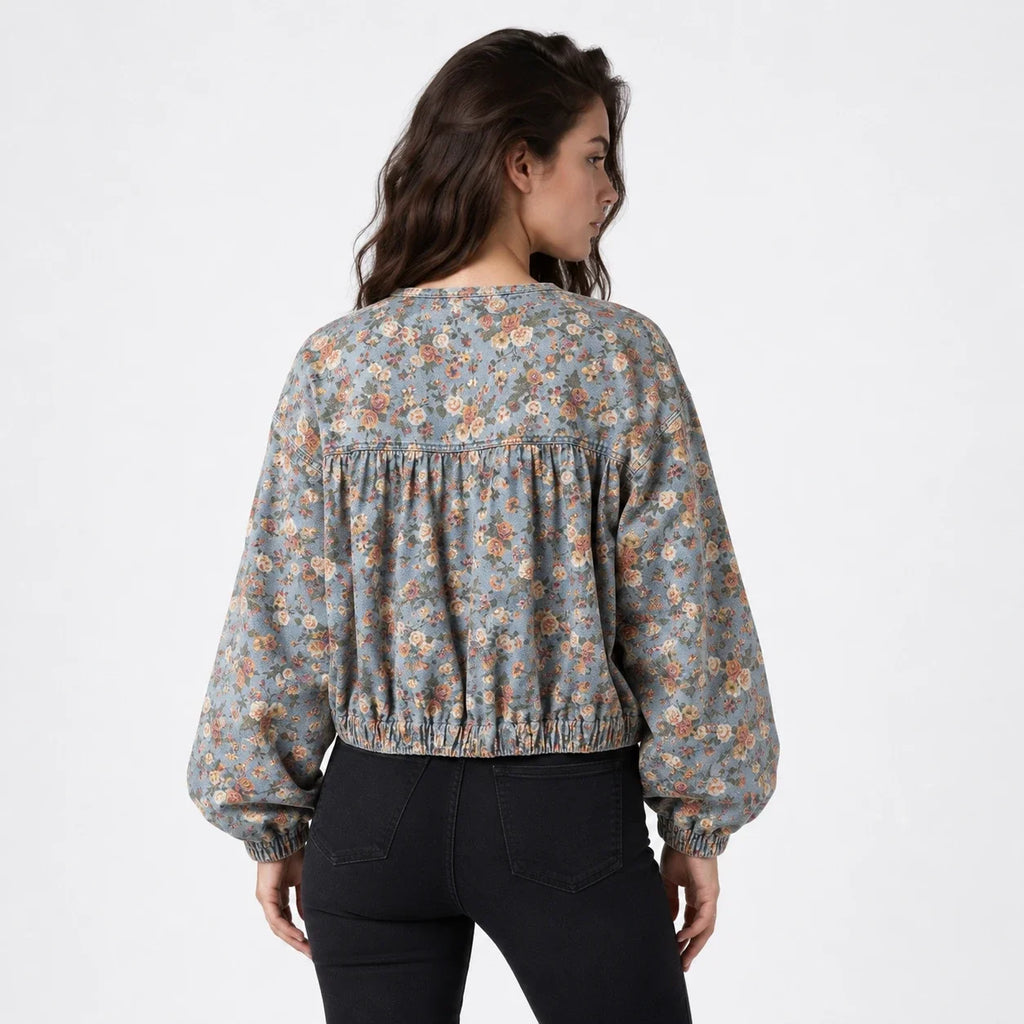 Floral Gathered Bomber Jacket WHD0607028