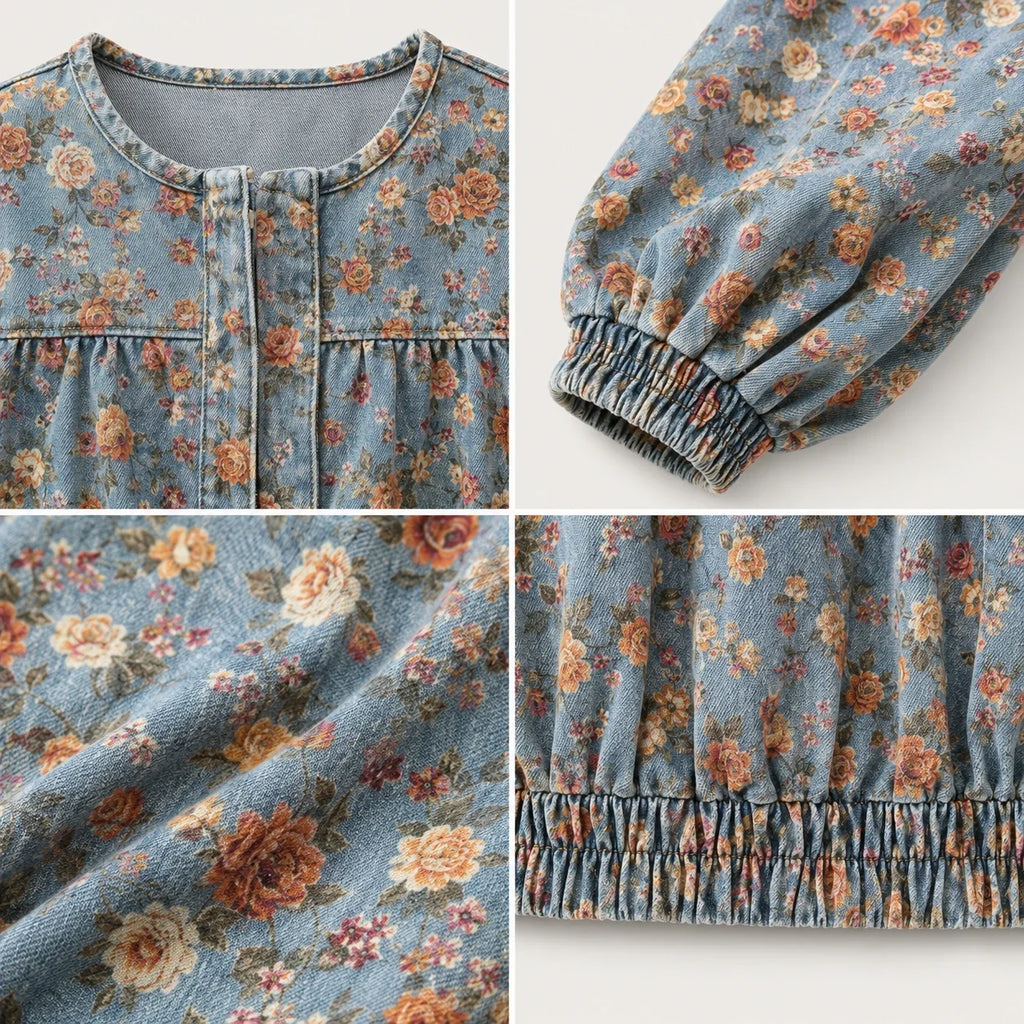 Floral Gathered Bomber Jacket WHD0607028