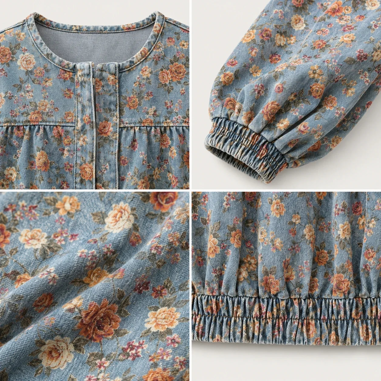 Floral Gathered Bomber Jacket WHD0607028