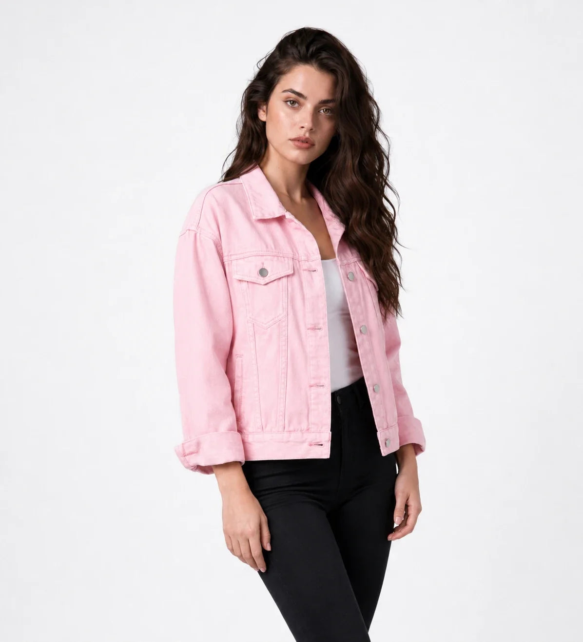 Oversized Pink Denim Jacket WHD0607030