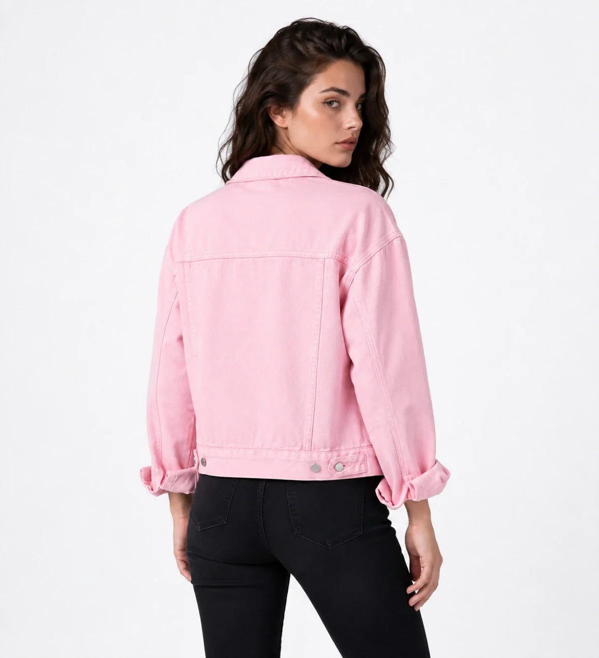 Oversized Pink Denim Jacket WHD0607030