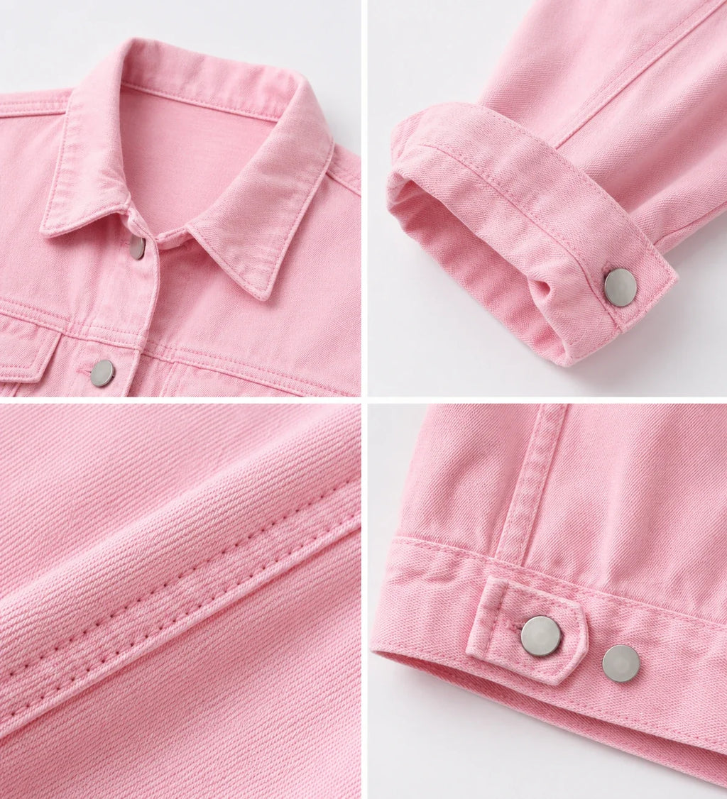 Oversized Pink Denim Jacket WHD0607030