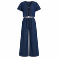 Tie Front Wide Leg Denim Set WHD0607031