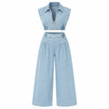 Cropped Denim Wide Leg Set WHD0607032