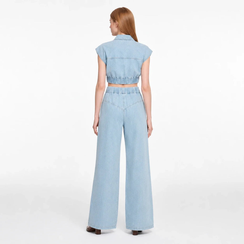 Cropped Denim Wide Leg Set WHD0607032
