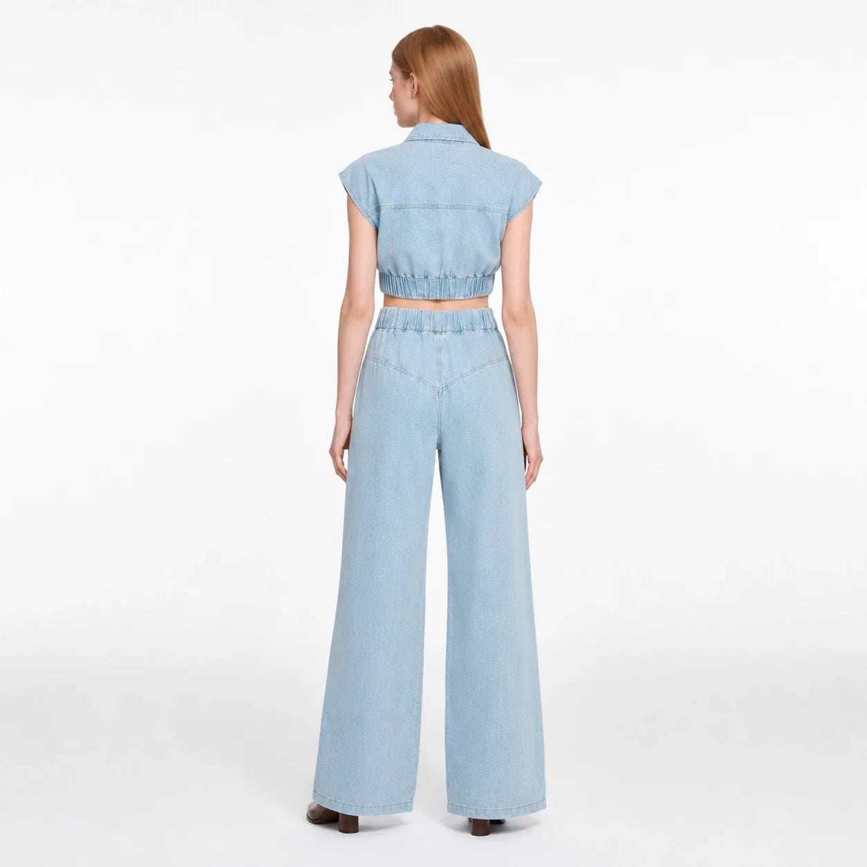 Cropped Denim Wide Leg Set WHD0607032