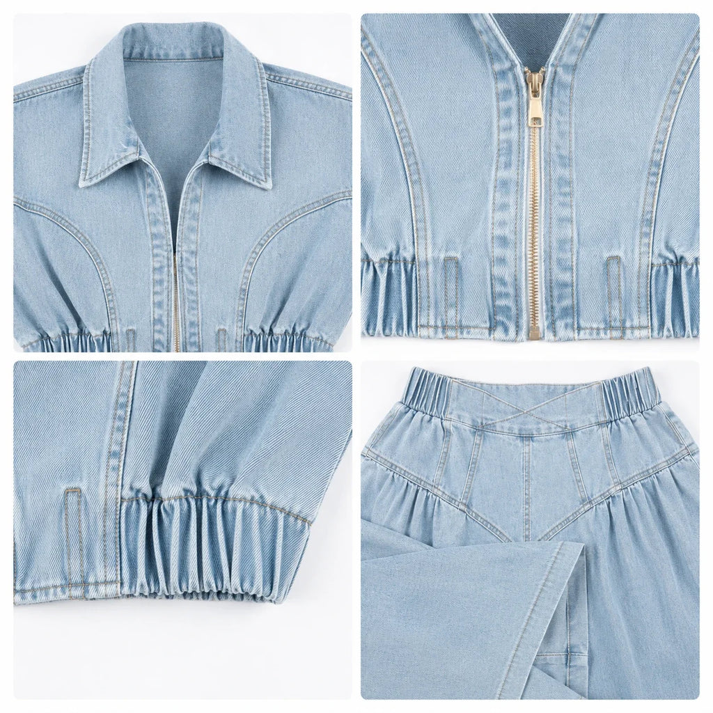 Cropped Denim Wide Leg Set WHD0607032
