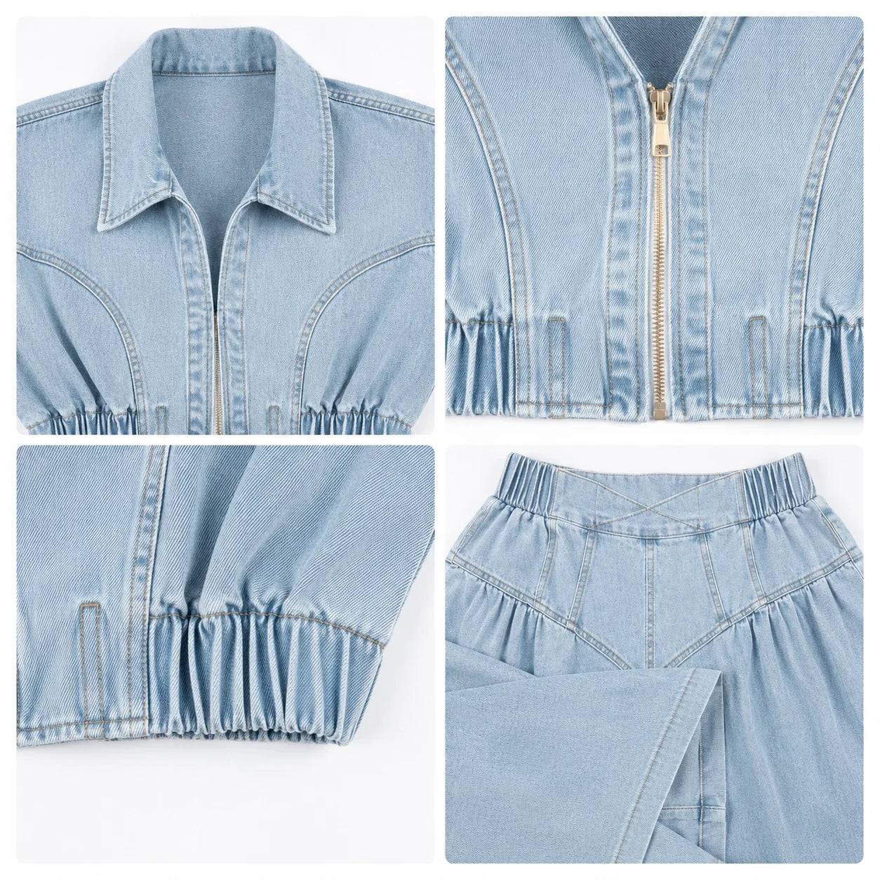 Cropped Denim Wide Leg Set WHD0607032