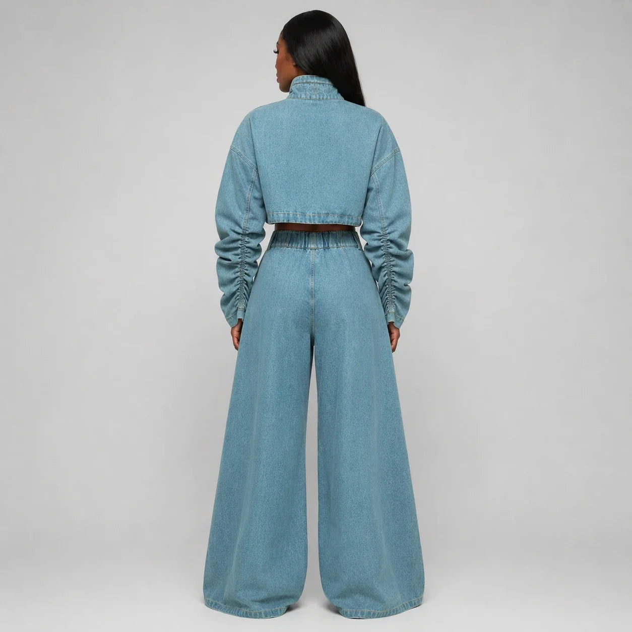 Cropped Utility Denim Cargo Set WHD0607033