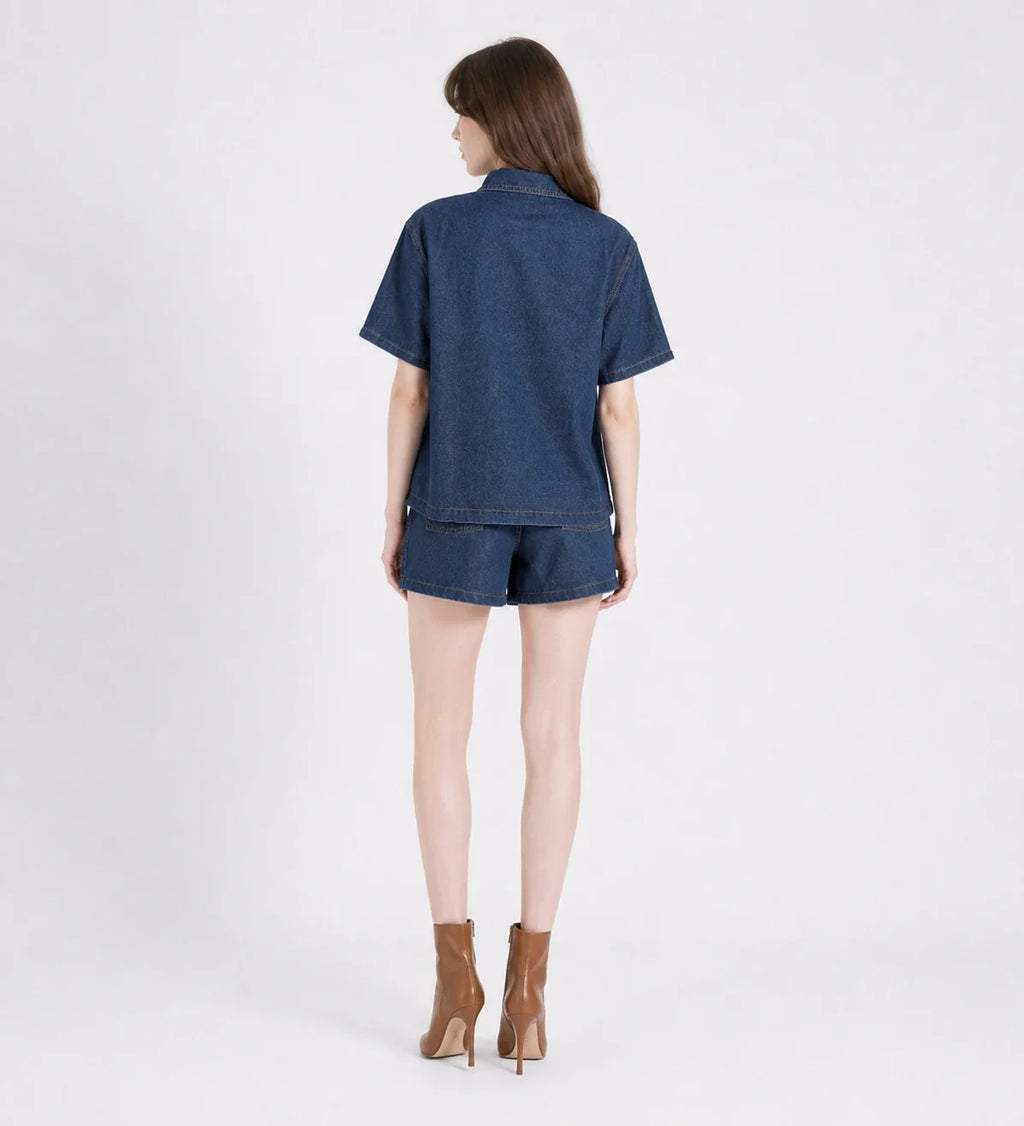 Relaxed Denim Shirt and Shorts Set WHD0607037